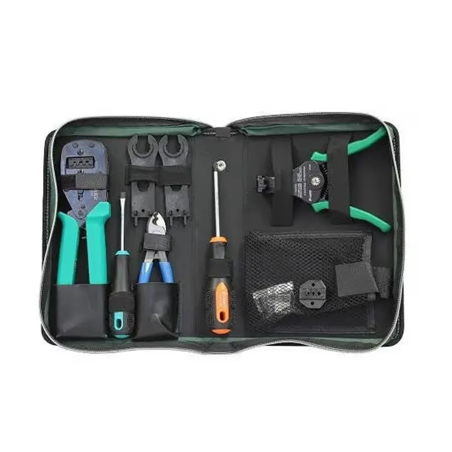 Solar Install Tool Kit (MC3 & MC4 Crimper and Spanners; Screw Drivers, Wire Stripper & Cable Cutter) Zipper Bag